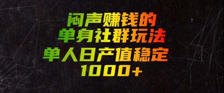闷声賺钱的单身社群玩法，单人日产值稳定1000+【揭秘】-AI学习资源网