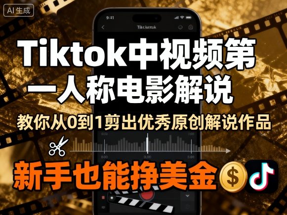 Tiktok中视频第一人称电影解说，教你从0到1剪出一个优秀的原创解说作品，新手也能挣美金-AI学习资源网