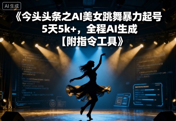 今日头条之AI美女跳舞暴力起号，5天1k+，全程AI生成【附指令工具】-AI学习资源网