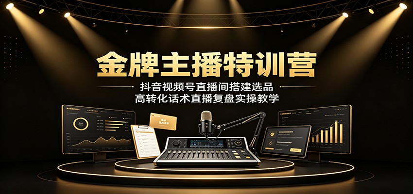 金牌主播特训营：抖音视频号直播间搭建选品，高转化话术直播复盘实操教学-AI学习资源网