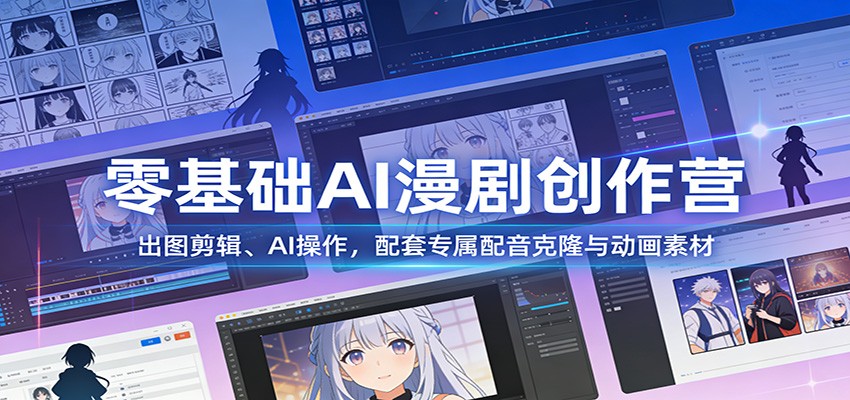 零基础AI漫剧创作营：出图剪辑、AI操作，配套专属配音克隆与动画素材-AI学习资源网