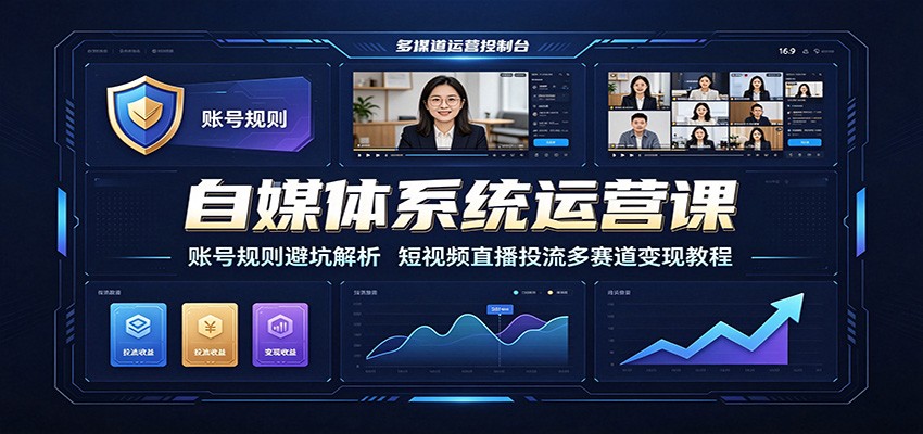 自媒体系统运营课：账号规则避坑解析，短视频直播投流多赛道变现教程-AI学习资源网