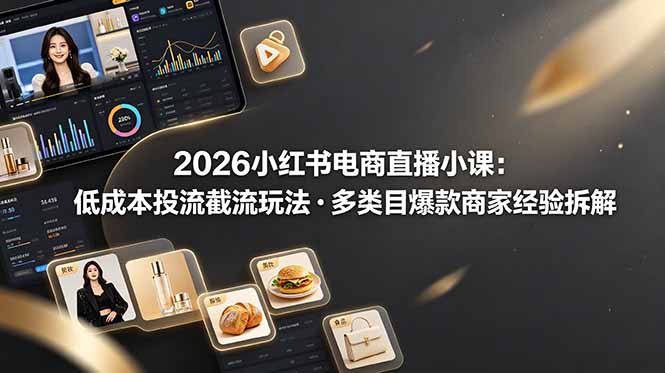 2026小红书电商直播小课，低成本投流截流玩法，多类目爆款商家经验完整拆解教学-AI学习资源网