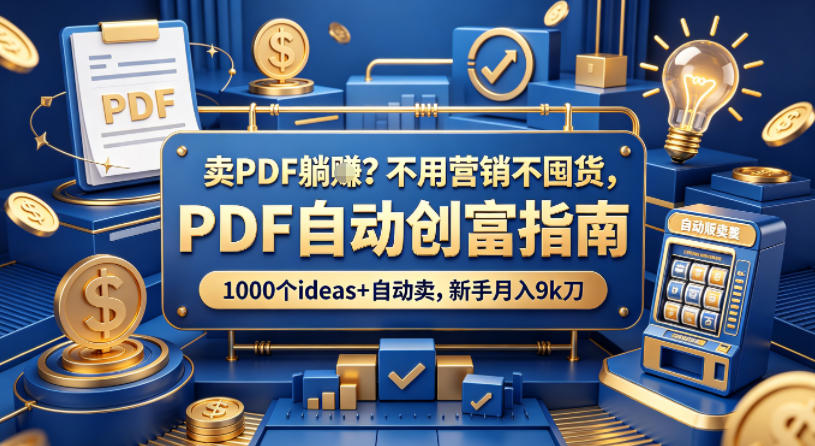 卖PDF躺賺？不用营销不囤货，PDF自动创富指南，1000个ideas+自动卖，新手月入9k刀【原创双语字幕】-AI学习资源网