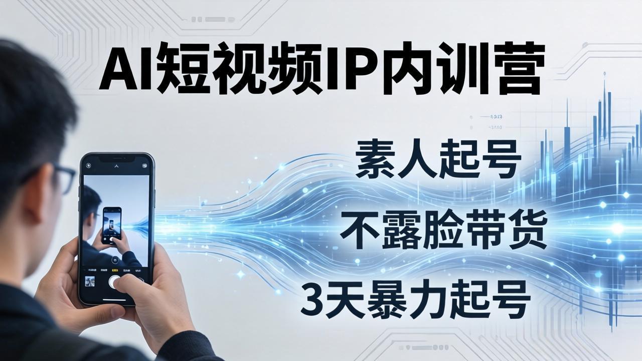 2026AI短视频IP内训营-更新：从素人起号到不露脸带货，3天暴力起号全流程拆解-AI学习资源网