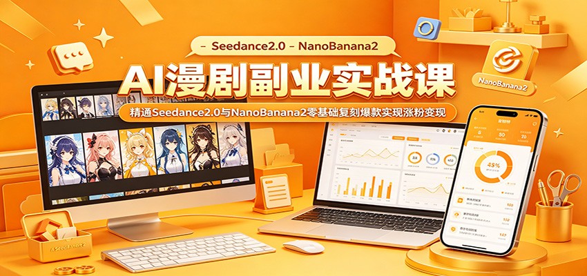 AI漫剧副业实战课:精通Seedance2.0与NanoBanana2零基础复刻爆款实现涨粉变现-AI学习资源网