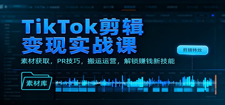 TikTok剪辑变现实战课：素材获取，PR技巧，搬运运营，解锁赚钱新技能-AI学习资源网