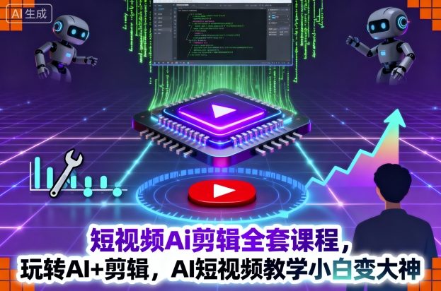 短视频Ai剪辑全套课程，玩转AI+剪辑，AI短视频教学小白变大神-AI学习资源网