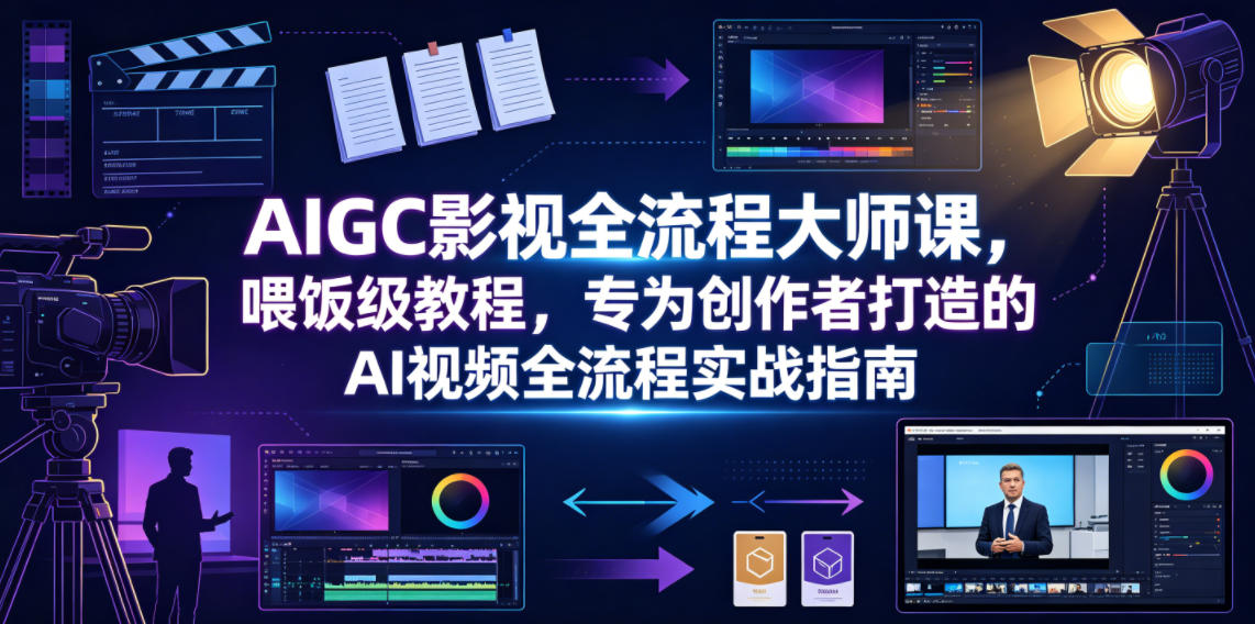 AIGC影视全流程大师课,喂饭级教程,专为创作者打造的AI视频全流程实战指南-AI学习资源网