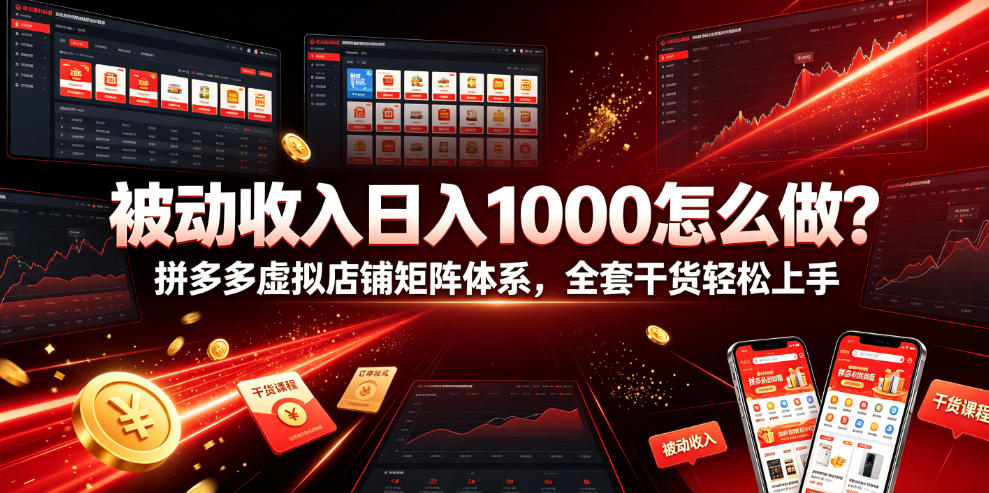 被动收入日入1000怎么做？拼多多虚拟店铺矩阵体系，全套干货轻松上手【揭秘】-AI学习资源网