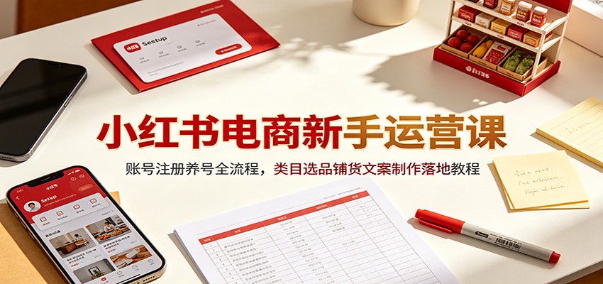 小红书电商新手运营课:账号注册养号全流程,类目选品铺货文案制作落地教程-AI学习资源网