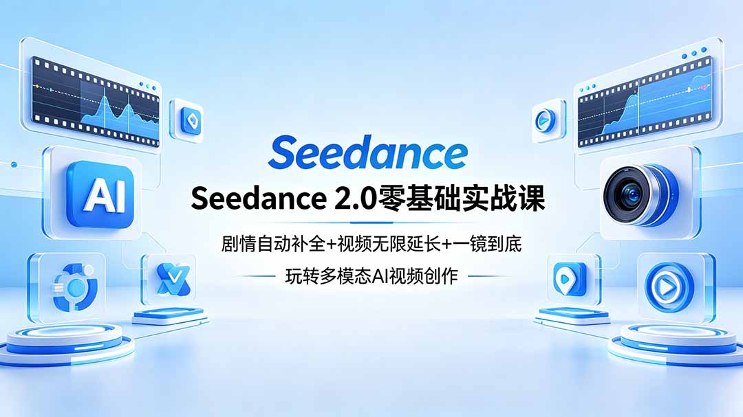 Seedance 2.0零基础实战课：剧情自动补全+视频无限延长+一镜到底：玩转多模态AI视频创作-AI学习资源网