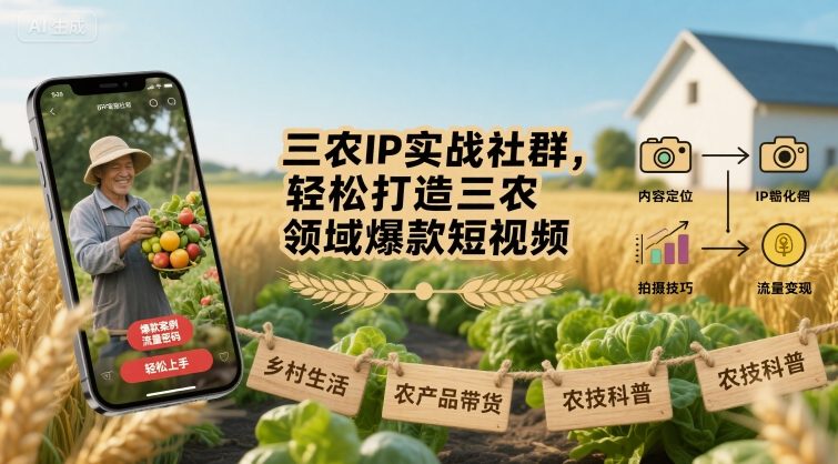 三农IP实战社群，轻松打造三农领域爆款短视频-AI学习资源网