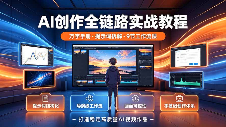 AI创作全链路实战教程|万字手册·提示词拆解·9节工作流课,打造稳定高质量AI视频作品-AI学习资源网