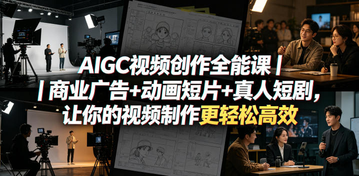 AIGC视频创作全能课｜商业广告+动画短片+真人短剧，让你的视频制作更轻松高效-AI学习资源网