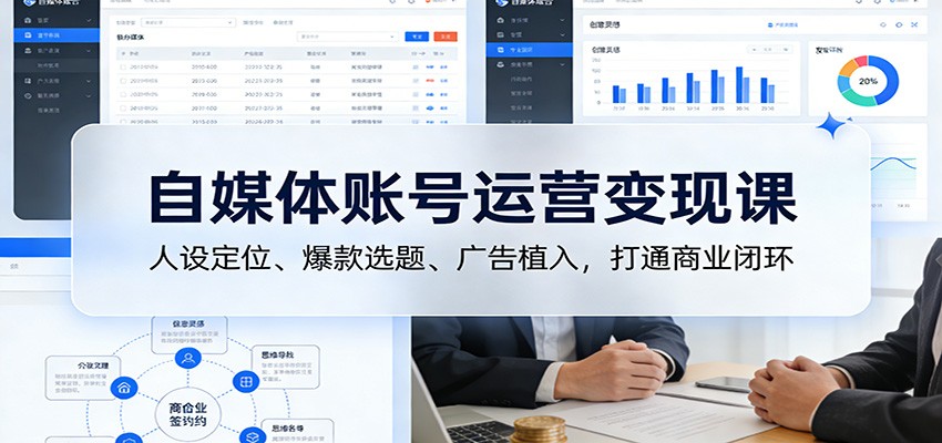 自媒体账号运营变现课:人设定位、爆款选题、广告植入,打通商业闭环-AI学习资源网