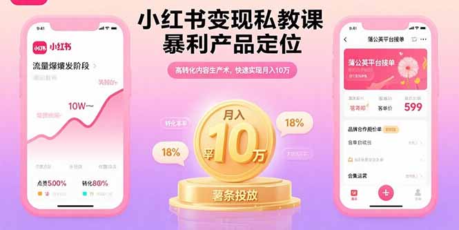 小红书变现私教课，暴利产品定位，高转化内容生产术，快速实现月入10万-AI学习资源网