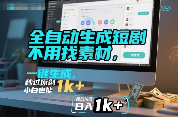 全自动生成短剧，不用找素材，不用剪辑，一键生成，秒过原创，小白也能轻松日入1k+【揭秘】-AI学习资源网