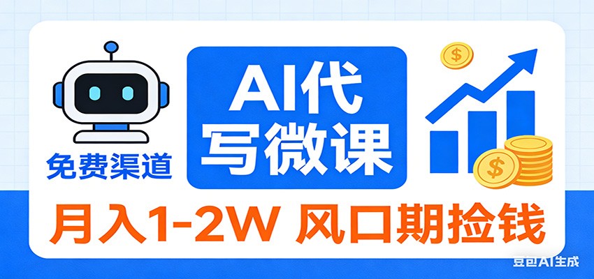 2026告别打工！AI 代写微课，提供免费渠道，月入 1-2W 风口期捡钱-AI学习资源网
