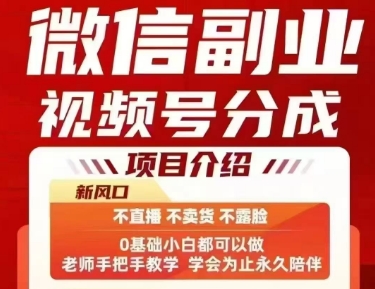 微信副业视频号分成，不直播 不卖货 不露脸，三五分钟即可完成一条作，每日收益几十、几张不等-AI学习资源网