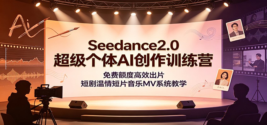 Seedance2.0超级个体AI创作训练营：免费额度高效出片，短剧温情短片音乐MV系统教学-AI学习资源网