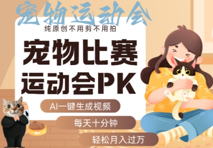 AI一键生成宠物比赛运动会PK视频，纯原创不用剪不用拍，每天十分钟，轻松月入过1W+-AI学习资源网