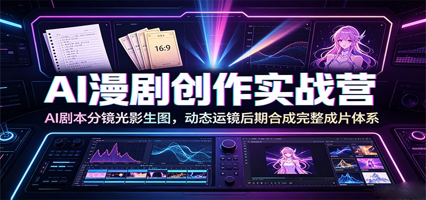 AI漫剧创作实战营:AI剧本分镜光影生图,动态运镜后期合成完整成片体系-AI学习资源网