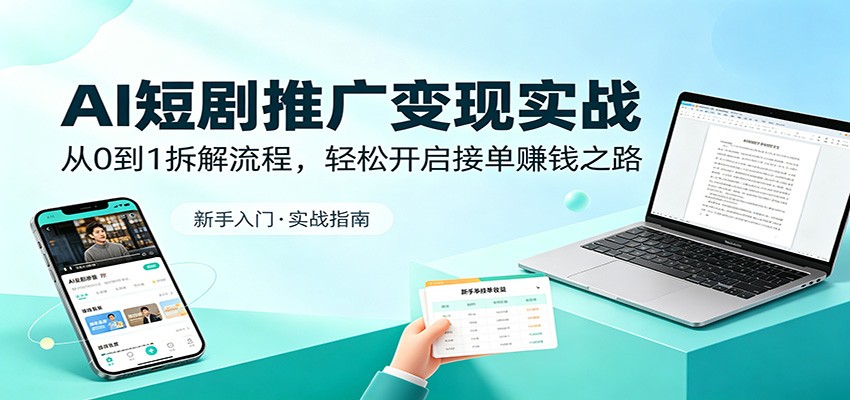 AI短剧推广变现实战：从0到1拆解流程，轻松开启接单赚钱之路-AI学习资源网
