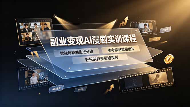 副业变现AI漫剧实训课程，智能体辅助生成分镜，参考素材批量出片，轻松制作流量短视频-AI学习资源网