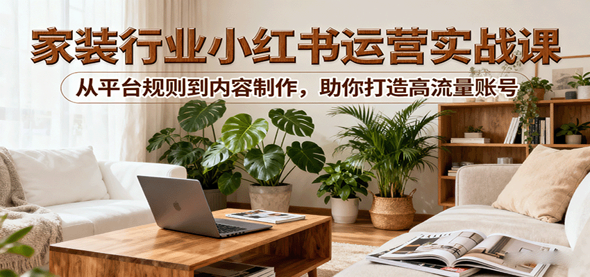 小红书家装行业运营实战课：从平台规则到内容制作，助你打造高流量账号-AI学习资源网