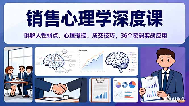 销售心理学深度课，讲解人性弱点、心理操控、成交技巧，36个密码实战应用-AI学习资源网