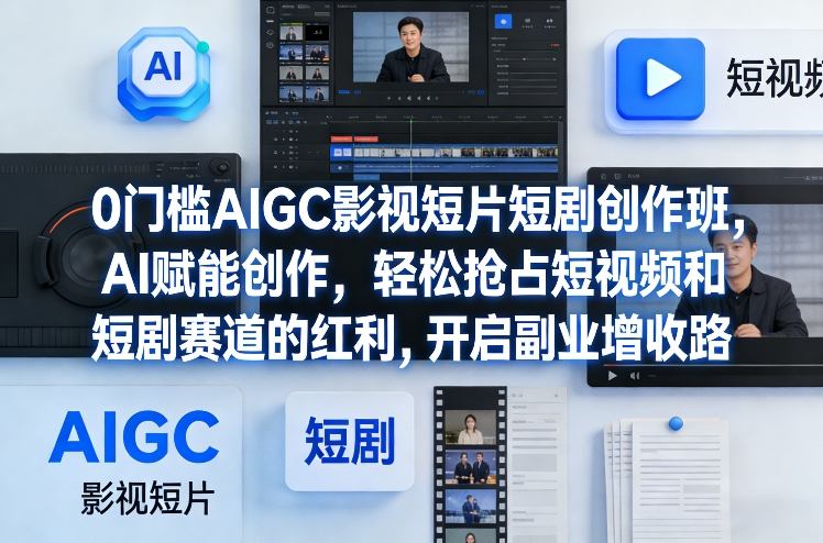 0门槛AIGC影视短片短剧创作班,AI赋能创作,轻松抢占短视频和短剧赛道的红利,开启副业增收路-AI学习资源网