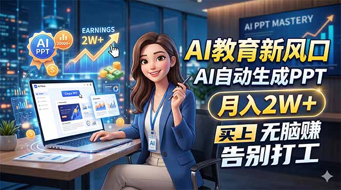 AI教育新风口，AI自动生成PPT，月入2W+，无脑赚，告别打工-AI学习资源网