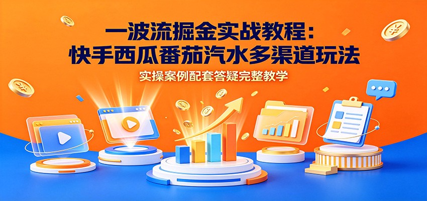 一波流掘金实战教程:快手西瓜番茄汽水多渠道玩法,实操案例配套答疑完整教学-AI学习资源网
