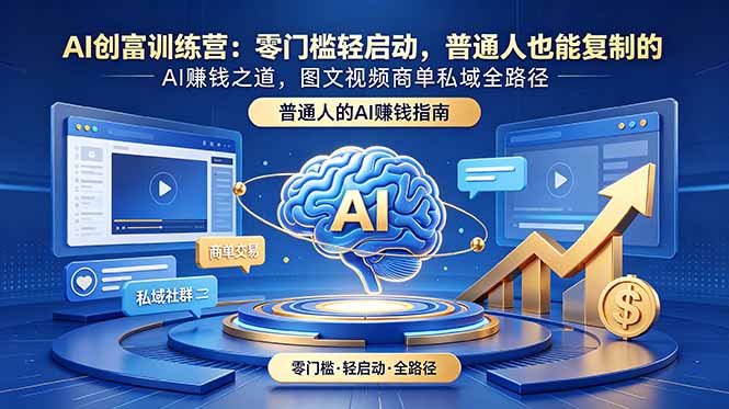 AI创富训练营：零门槛轻启动，普通人也能复制的AI赚钱之道，图文视频商单私域全路径-AI学习资源网