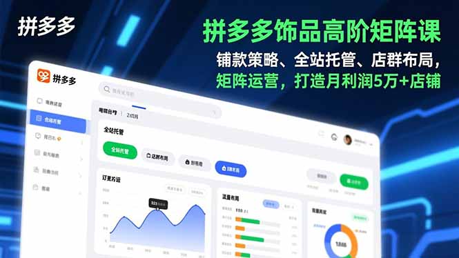 拼多多饰品高阶矩阵课，铺款策略、全站托管、店群布局，矩阵运营，打造月利润5万+店铺-AI学习资源网