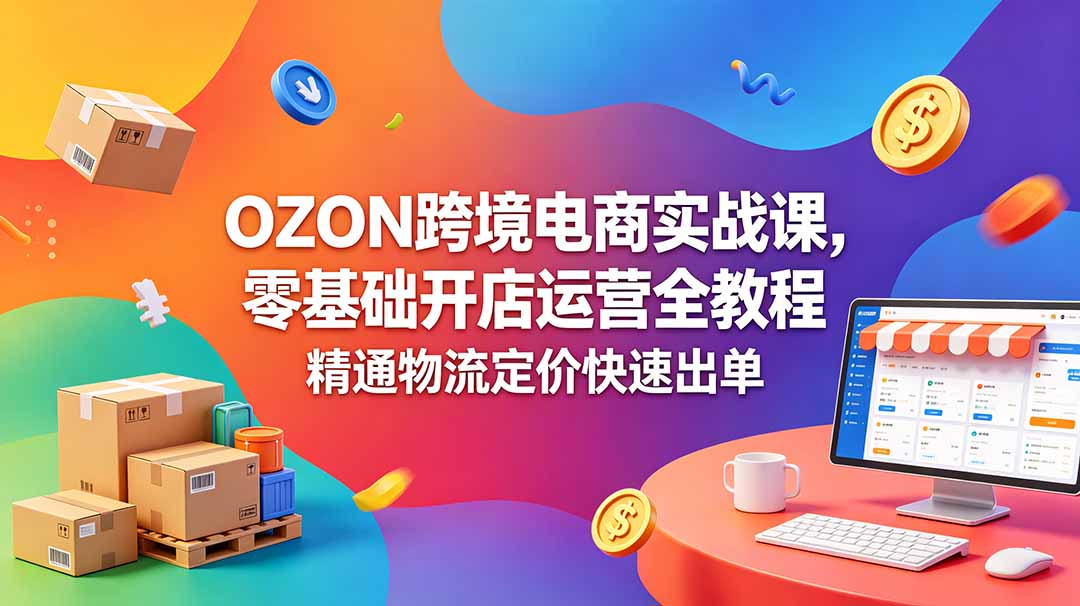 OZON 跨境电商实战课，零基础开店运营全教程，精通物流定价快速出单-AI学习资源网