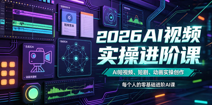 2026AI视频实操进阶课,AI短视频、短剧、动画实操创作,每个人的零基础进阶ai课-AI学习资源网