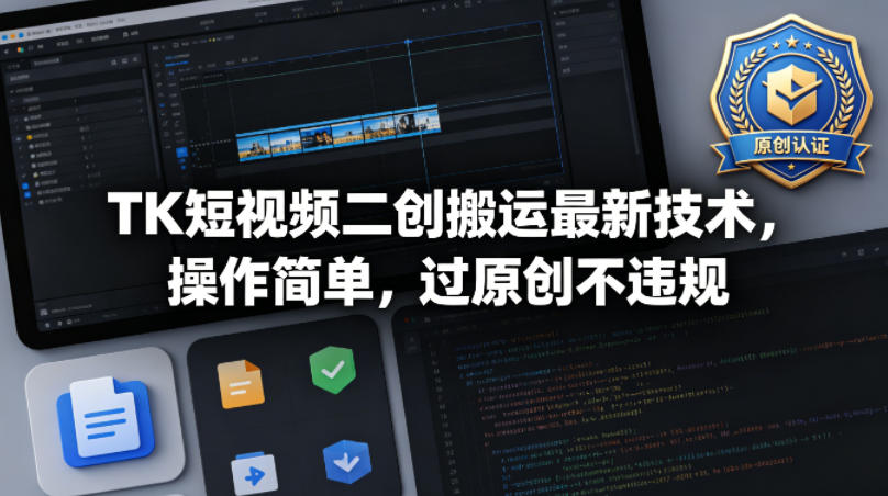 TK短视频二创搬运最新技术，操作简单，过原创不违规-AI学习资源网