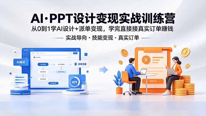 AI·PPT设计变现实战训练营，从0到1学AI设计+派单变现，学完直接接真实订单赚钱-AI学习资源网