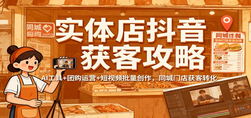 实体店抖音获客攻略：AI工具+团购运营+短视频批量创作，同城门店获客转化-AI学习资源网