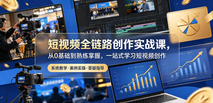 短视频全链路创作实战课,从0基础到熟练掌握,一站式学习短视频创作-AI学习资源网