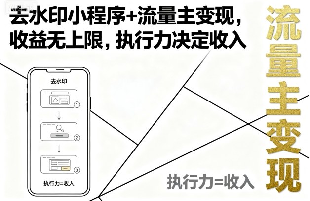 去水印小程序+流量主变现，收益无上限，执行力决定收入-AI学习资源网