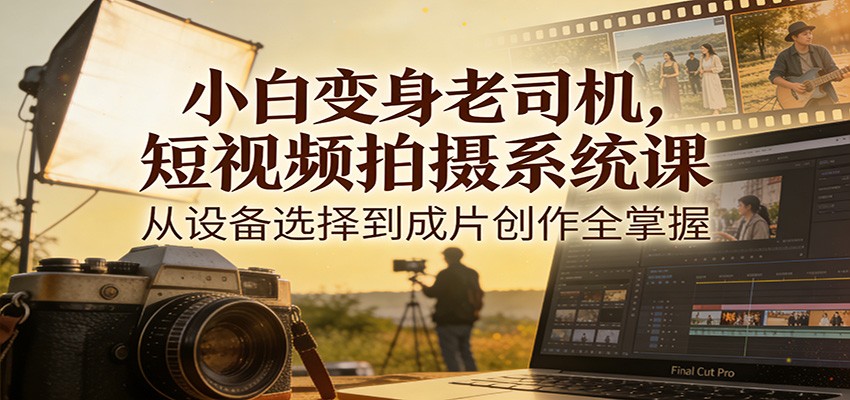 小白变身老司机，短视频拍摄系统课，从设备选择到成片创作全掌握-AI学习资源网