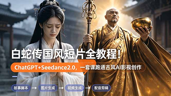 白蛇传-国风短片全教程！ChatGPT+Seedance2.0，一套课跑通古风AI影视创作-AI学习资源网
