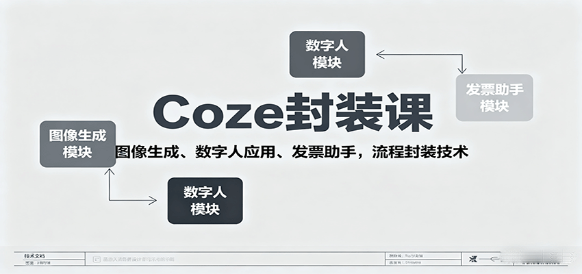 Coze封装课，图像生成、数字人应用、发票助手，流程封装技术-AI学习资源网