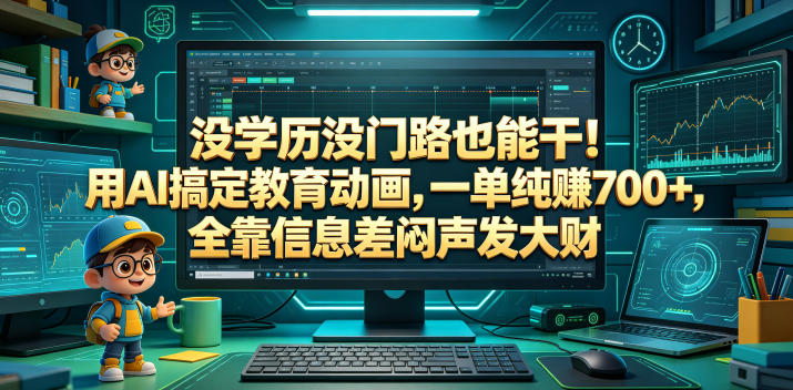 没学历没门路也能干!用AI搞定教育动画,一单纯賺700+,全靠信息差闷声发大财【揭秘】-AI学习资源网