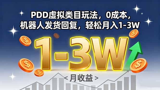 PDD虚拟类目玩法，0成本，机器人发货回复，轻松月入1-3W-AI学习资源网
