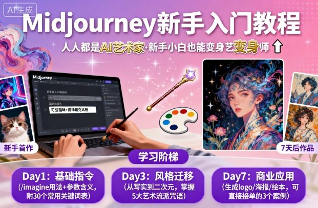 midjourney新手入门教程：人人都是AI艺术家，新手小白也能变身艺术大师-AI学习资源网