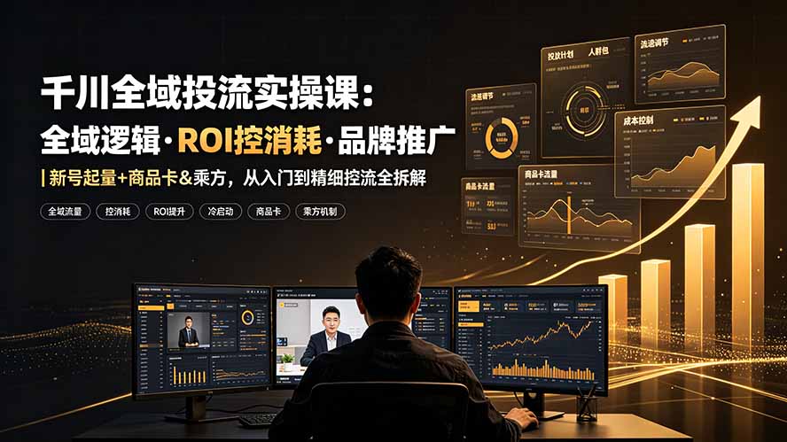 千川全域投流实操课:全域逻辑·ROI控消耗·品牌推广|新号起量+商品卡&乘方,从入门到精细控流全拆解-AI学习资源网